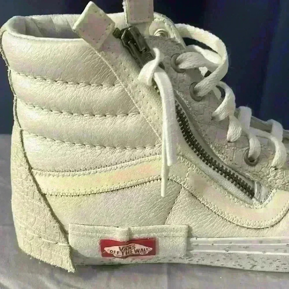 Vans SK8-Hi CAP Glitter Mix White Crocodile Embossed Size 8.0 Men, 9.5 Women - Picture 4 of 12